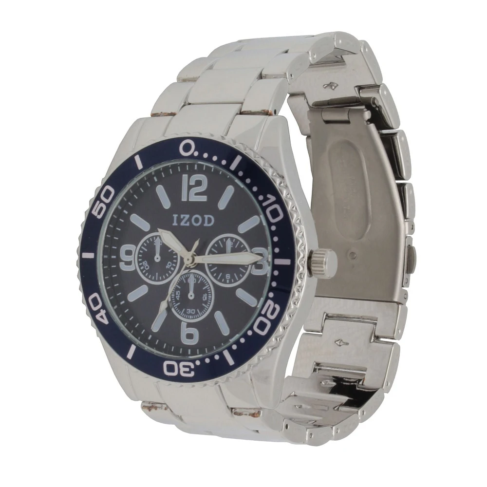 Izod Easy Read Analog Metal Link Bracelet Watch