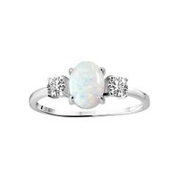 Charisma Sterling Silver CZ with Opal center stone ring