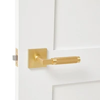 Explore Hardware Ibiza Model Solid Brass Lever Bed & Bath Privacy Door Lock, Not Handed, Reversible, Satin Brass Gold