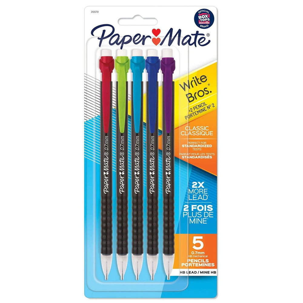 Paper Mate Write Bros Mechanical Pencils, 0.7mm, 5 Count