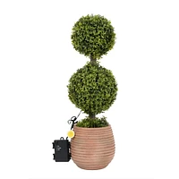 Better Homes & Gardens 22"H Topiary Outdoor Round Decor with Battery operated Warm White LED Lights Euphrasia Officinalis