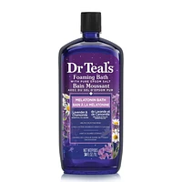 Dr Teal's Foaming Bath with Pure Epsom Salt, Melatonin Bath, Lavender & Chamomile Essential Oil Blend (Packaging May Vary), 34 fl oz / 1L