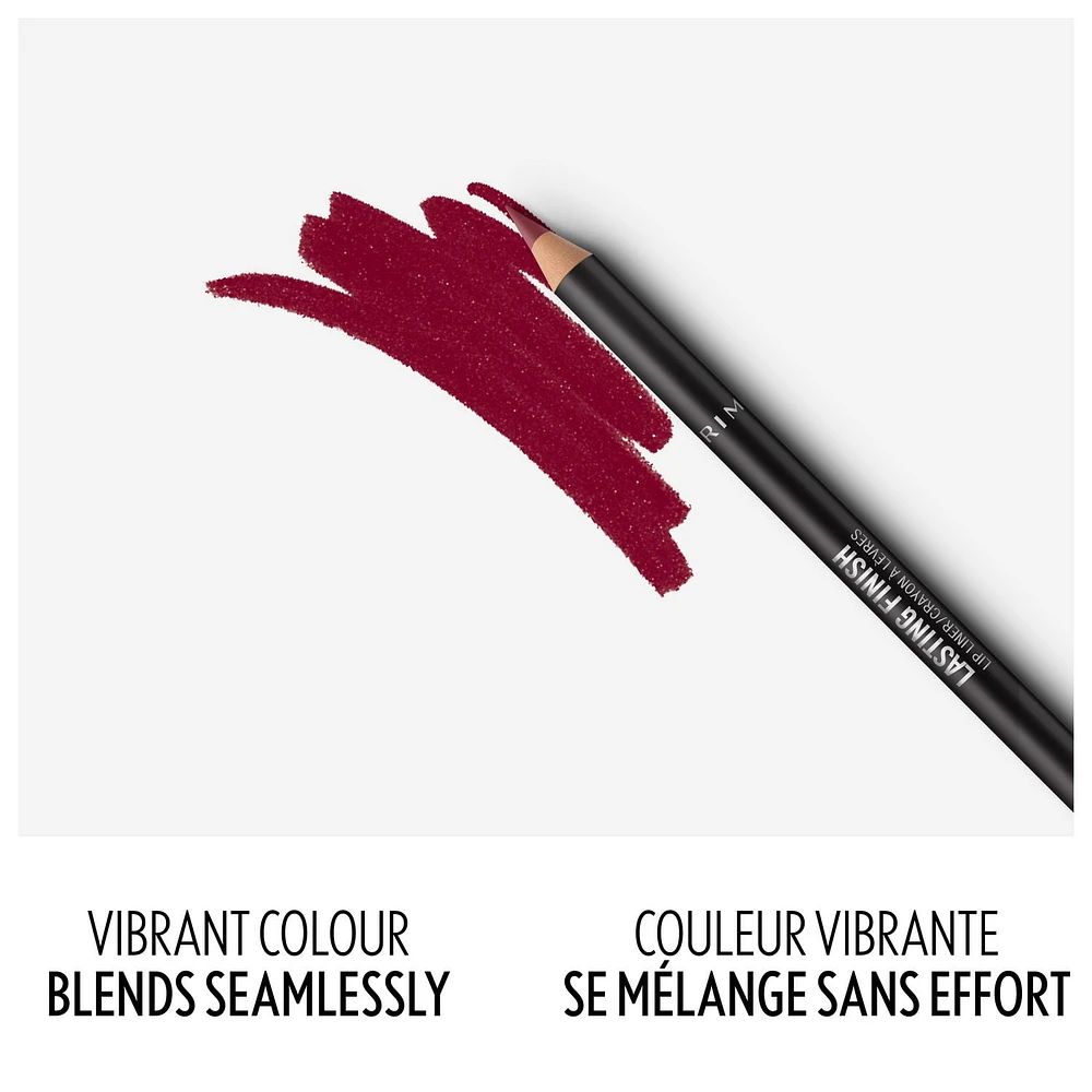 Rimmel Crayon à lèvres Lasting Finish, longue tenue, texture douce et crémeuse, empêche la couleur de filer, 100% Sans Cruauté Crayon à lèvres longue durée