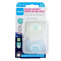 MAM Perfect Night Pacifiers, Glow in the Dark Pacifiers (2 pack) MAM Pacifiers 0-6 Months, Best Pacifier for Breastfed Babies, Baby Boy Pacifier