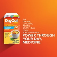 DayQuil Hot Remedy Cold, Flu & Congestion Medicine, Daytime, Non-Drowsy Relief for Fever & Headache, Sore Throat Pain, Nasal Congestion, Cough, Multi-Action, Honey Lemon Flavoured, 8 Powder Packets, 8CT