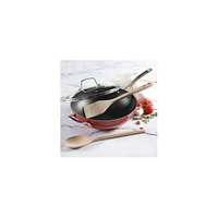 Martha Stewart 12" Essential Pan with Lid & 2 Tools, Red