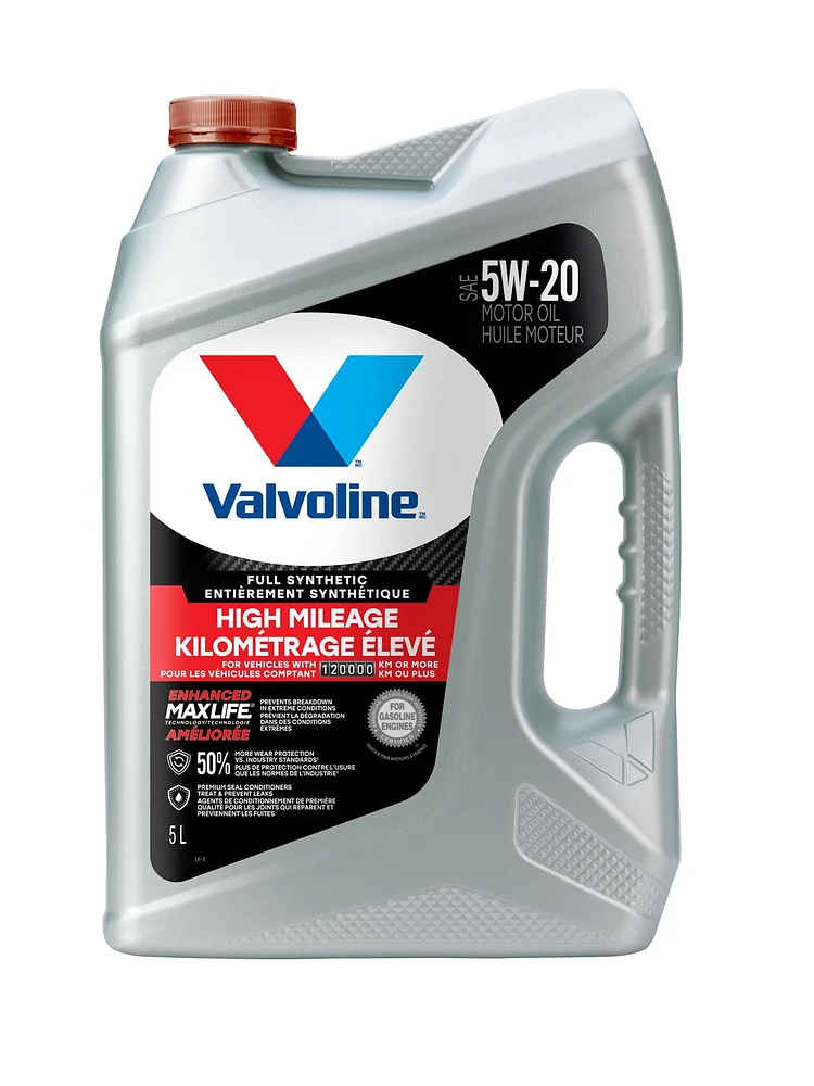 Valvoline Full Synthetic High Mileage MaxLife 5W-20 Motor Oil 5L Case Pack