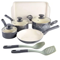 Tia Mowry 10 Piece Ceramic Nonstick Cookware Set, Charcoal