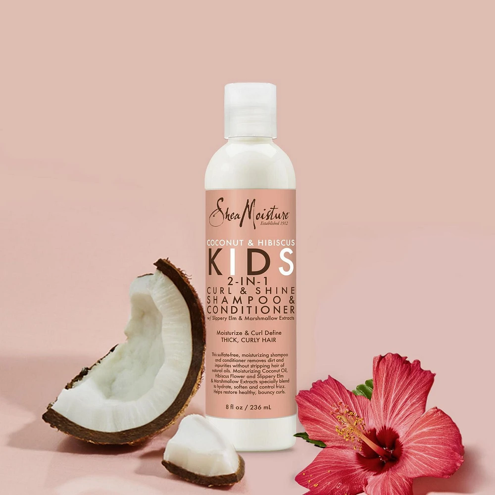 SheaMoisture Kids Coconut & Hibiscus 2 in 1 Shampoo and Conditioner, 237 ML Shampoo + Conditioner