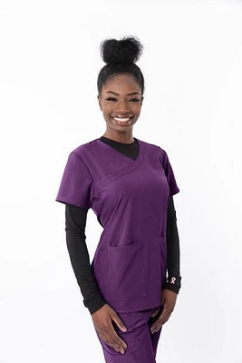 Greentown Canada Scrubs 4Flex 1203 4-way Stretch, Y-Neck, Ladies Scrub Top