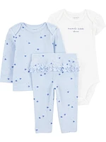 Carter's Child of Mine Baby Girls' 3 Piece Set - Blue Bird, Newborn 24 Months