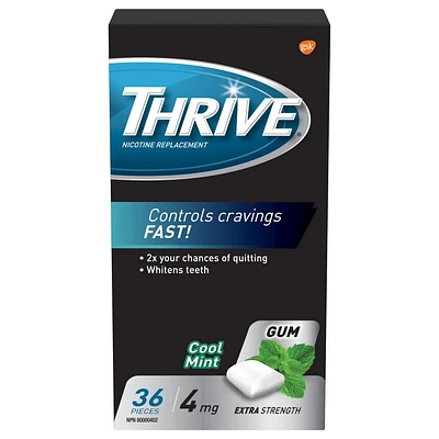 Thrive Nicotine Replacement Gum, 4mg Extra Strength, Cool Mint, 36 Count, Cool Mint, 36 count