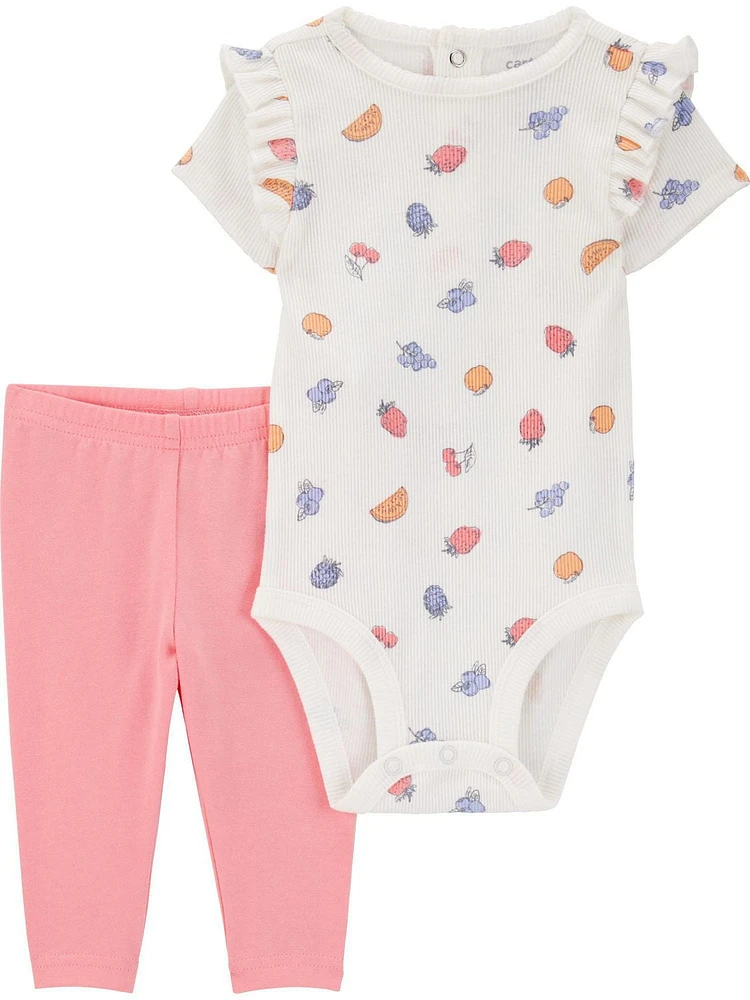 Carter's Child of Mine Baby Girls' Bodysuit Pant Set - Coral Berry