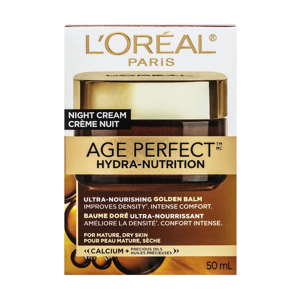 L'Oréal Paris Age Perfect Hydra-Nutrition Night Face Cream Moisturizer, with Calcium + Precious Oils, Very Dry Skin, Anti-Aging, 50 ML, Day Cream Moisturizer, 50 mL