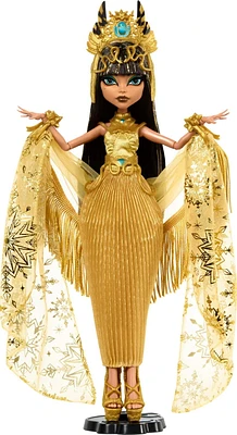 Monster High Howliday Winter Edition Cleo De Nile Collectible Doll in Golden Gown with Fringe Shawl