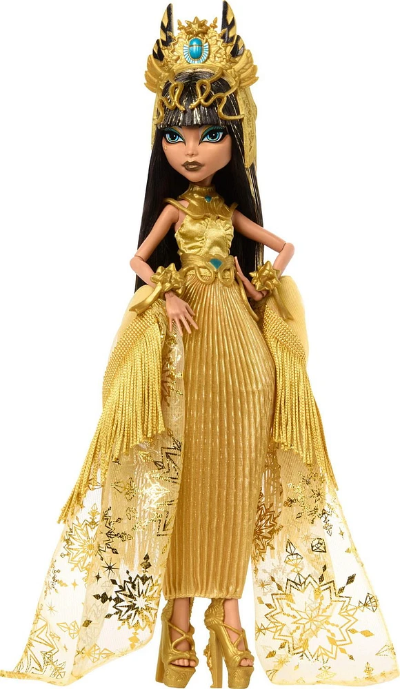 Monster High Howliday Winter Edition Cleo De Nile Collectible Doll in Golden Gown with Fringe Shawl