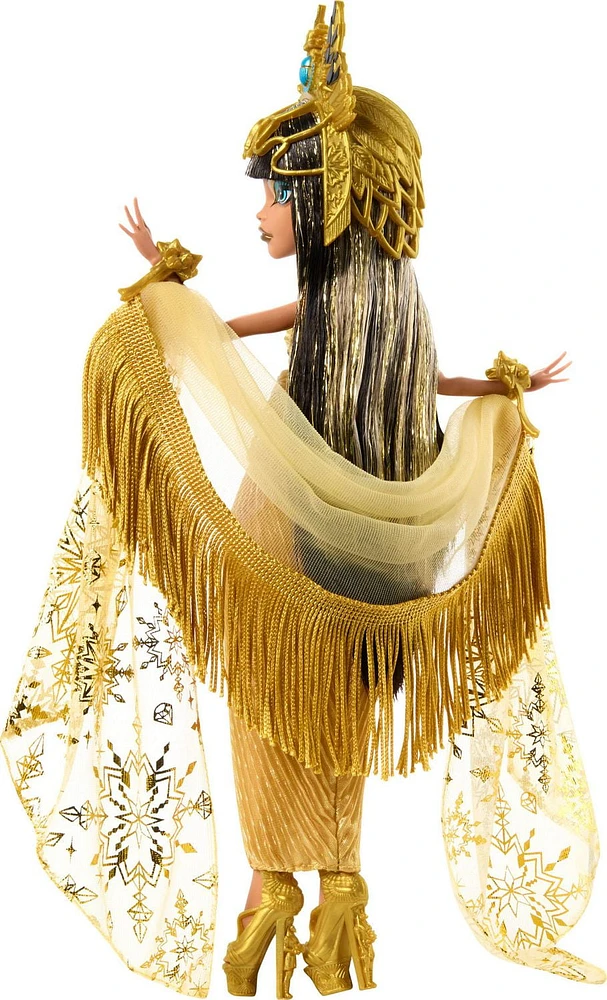 Monster High Howliday Winter Edition Cleo De Nile Collectible Doll in Golden Gown with Fringe Shawl