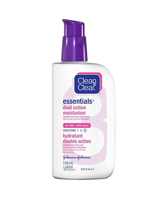 Clean & Clear Essentials Dual Action Moisturizer, Salicylic Acid Acne Treatment, 118 mL