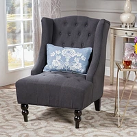 Noble House Adriana High-Back Fabric Club Chair, Dark Charcoal