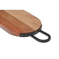 IH Casa Decor Natural Acacia Wood Oval Serving Board With Gunmetal Handles