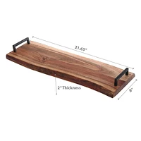 IH Casa Decor Acacia Wood Live Edge Serving Board With Iron Handles