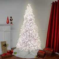 7.5FT prelit pe/pvc white pine tree,350 dual color (warm white/multi) 5mm 8 function lights,1568 tip