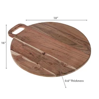 IH Casa Decor Acacia Wood Round Serving Board With Handle 18"