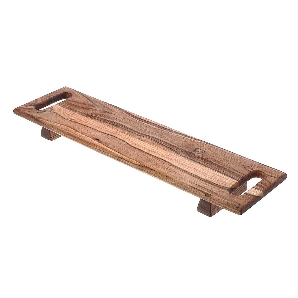 IH Casa Decor Acacia Wood Rect. Serving Board With Dual Handle On Stand