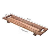 IH Casa Decor Acacia Wood Rect. Serving Board With Dual Handle On Stand