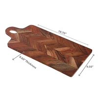 IH Casa Decor Acacia Wood Rect. Chevron Serving Board With Handle