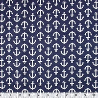 Fabric Creations Navy Blue with White Anchors Fat Quarter Pre-Cut Fabric - 18" x 21" / 45cm x 53cm, 18" x 21" / 45cm x 53cm