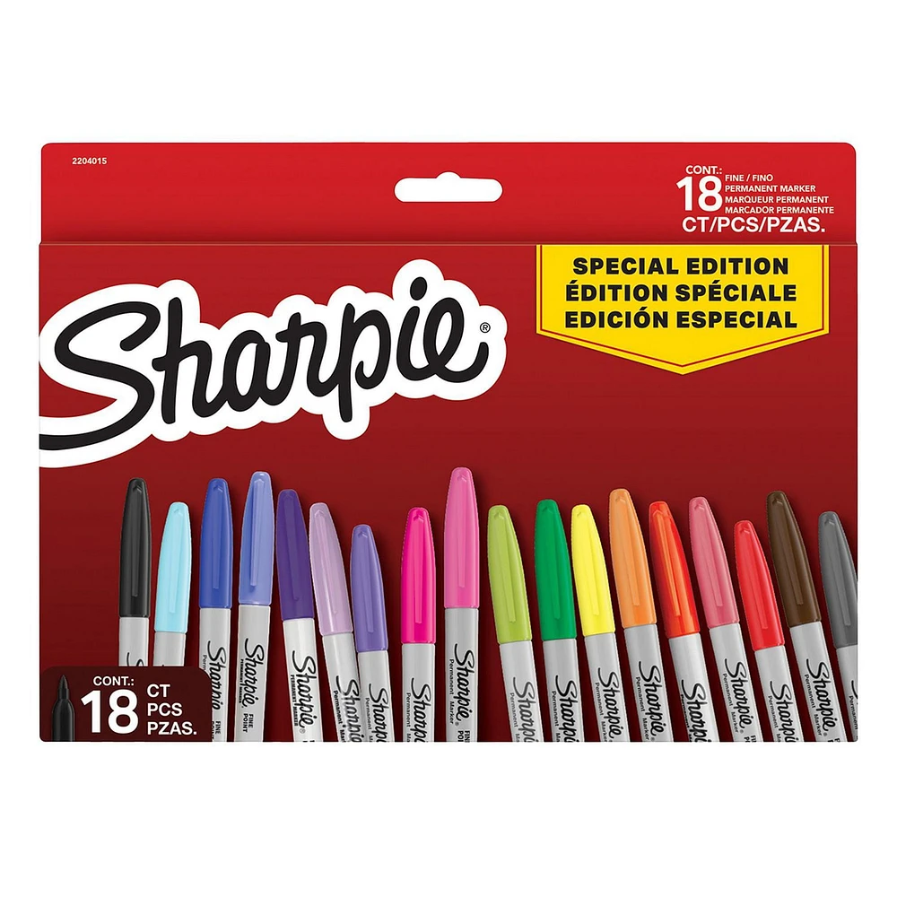 Sharpie Permanent Marker Set, Limited Edition Colour Assortment, Fine Point, 18 Count