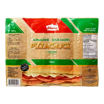 Emballage multiple de sous-marins Pizzachuck Martel 4 portions, total de 480 g