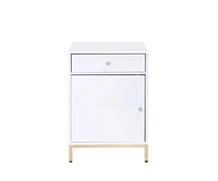 ACME Ottey Cabinet in White High Gloss & Gold