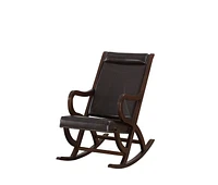 ACME Triton Rocking Chair in Espresso PU & Walnut