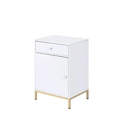 ACME Ottey Cabinet in White High Gloss & Gold