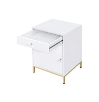 ACME Ottey Cabinet in White High Gloss & Gold