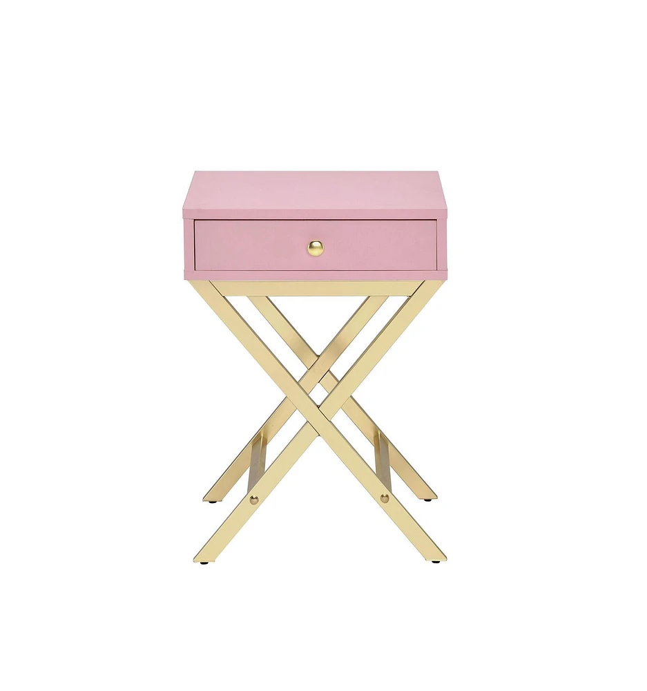 ACME Coleen Side Table in Pink & Gold