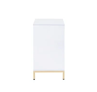 ACME Ottey Cabinet in White High Gloss & Gold