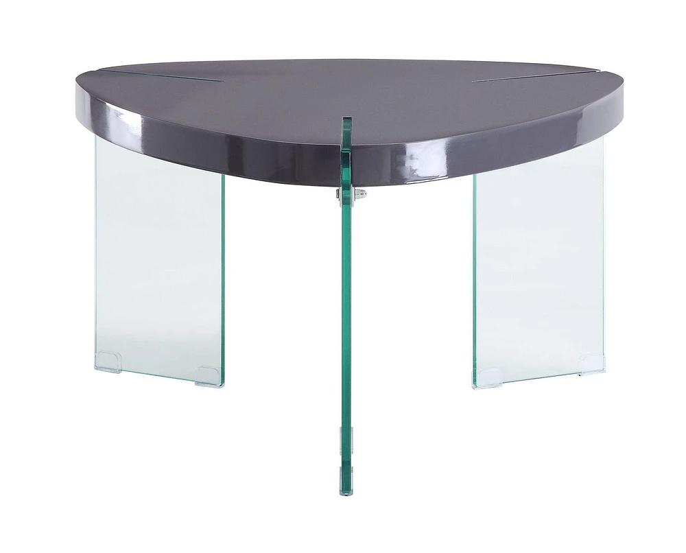 ACME Noland Coffee Table in Gray High Gloss & Clear Glass