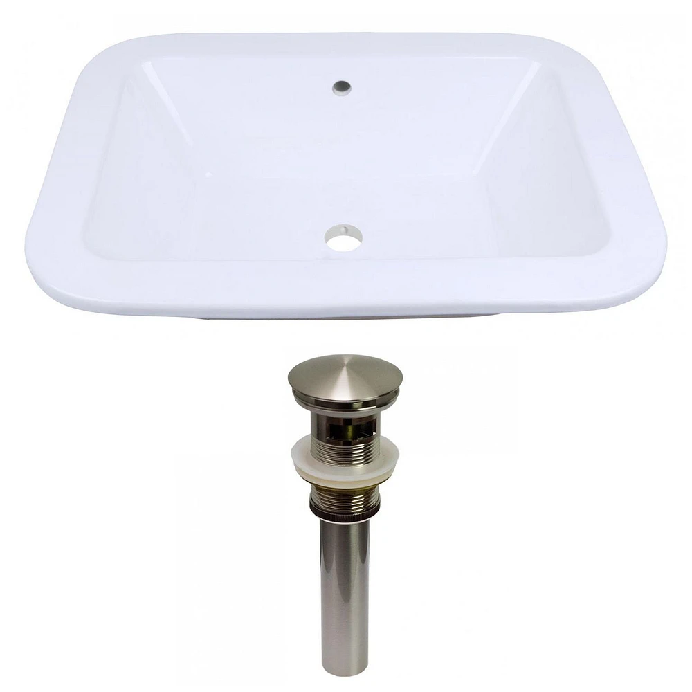 American Imaginations 21.75-in. W Undermount White Bathroom Vessel Sink Set For Wall Mount Drilling AI