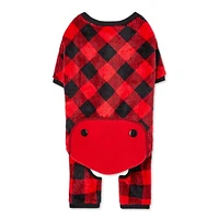 One Paw Holiday Pets' Christmas Buffalo Plaid Red Dog Pajama 1-Piece, Sizes Xs-XL, Warm and Soft