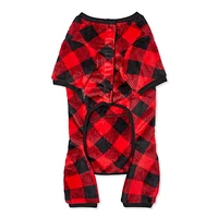 One Paw Holiday Pets' Christmas Buffalo Plaid Red Dog Pajama 1-Piece, Sizes Xs-XL, Warm and Soft