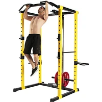 Everyday Essentials 1000-Pound Capacity Multi-Function Adjustable Power Cage with Lat Pulldown and Row Machine