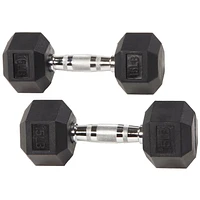 BalanceFrom Rubber Encased Hex Dumbbells, 15 lbs Pair, Black