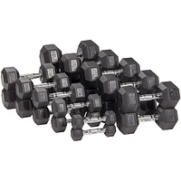 BalanceFrom Rubber Encased Hex Dumbbells, 15 lbs Pair, Black