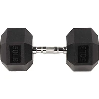 BalanceFrom Rubber Encased Hex Dumbbells, 50 lbs Pair, Black