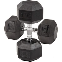 BalanceFrom Rubber Encased Hex Dumbbells, 50 lbs Pair, Black