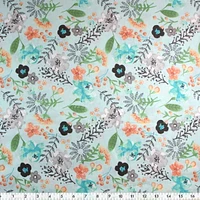 Fabric Creations Light Blue with Wild Desert Flowers Fat Quarter Pre-Cut Fabric - 18" x 21" / 45cm x 53cm, 18" x 21" / 45cm x 53cm