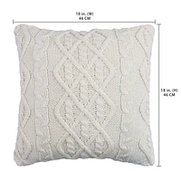 FRAÎCHE Holiday Cable Knit Cushion, 18x18-in, 18 in. x 18 in.